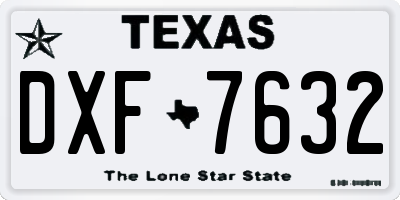 TX license plate DXF7632