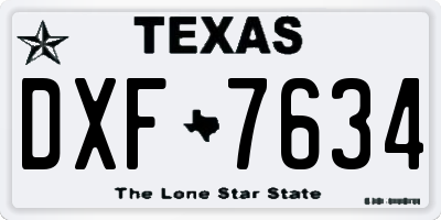 TX license plate DXF7634