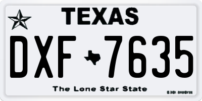 TX license plate DXF7635