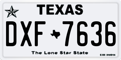 TX license plate DXF7636