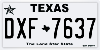 TX license plate DXF7637