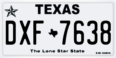 TX license plate DXF7638