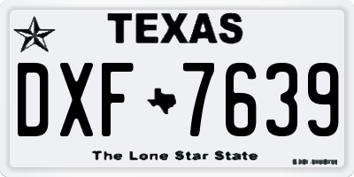 TX license plate DXF7639
