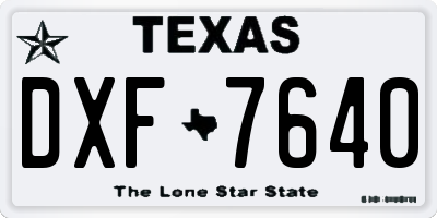 TX license plate DXF7640