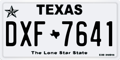 TX license plate DXF7641