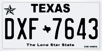 TX license plate DXF7643