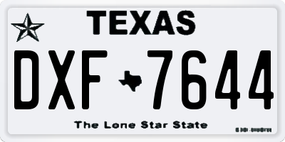 TX license plate DXF7644