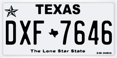 TX license plate DXF7646
