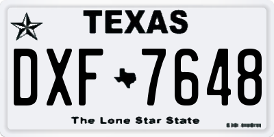 TX license plate DXF7648