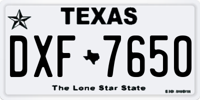 TX license plate DXF7650