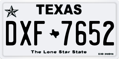 TX license plate DXF7652