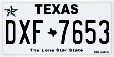 TX license plate DXF7653