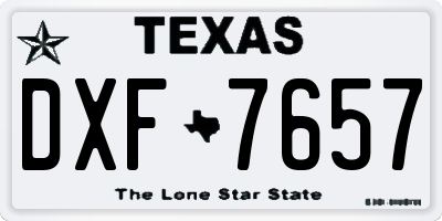 TX license plate DXF7657