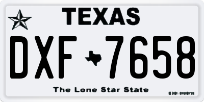 TX license plate DXF7658