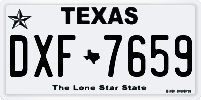 TX license plate DXF7659