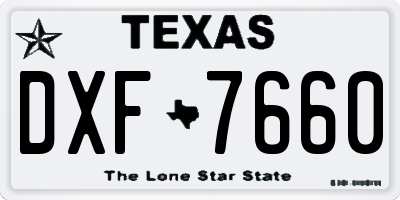 TX license plate DXF7660