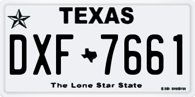 TX license plate DXF7661