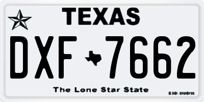 TX license plate DXF7662