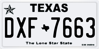 TX license plate DXF7663