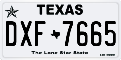 TX license plate DXF7665