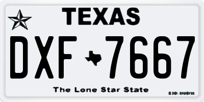 TX license plate DXF7667