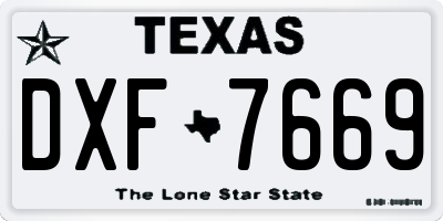 TX license plate DXF7669
