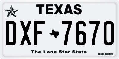 TX license plate DXF7670