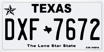 TX license plate DXF7672