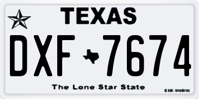TX license plate DXF7674