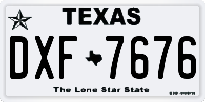 TX license plate DXF7676