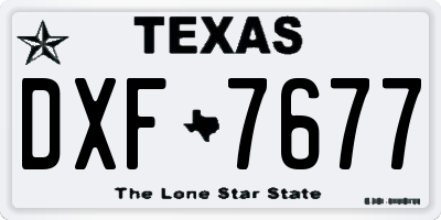 TX license plate DXF7677