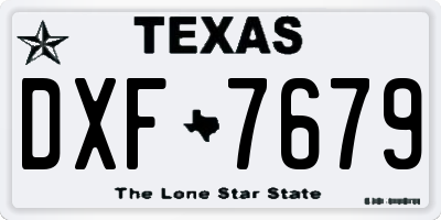 TX license plate DXF7679