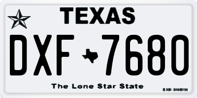 TX license plate DXF7680