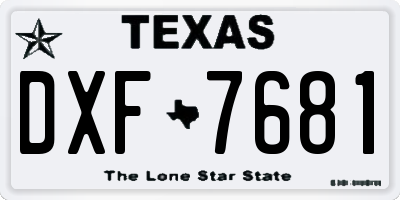 TX license plate DXF7681