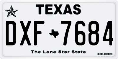 TX license plate DXF7684