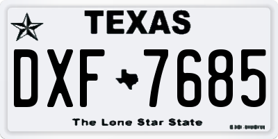 TX license plate DXF7685