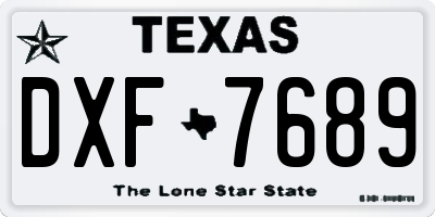 TX license plate DXF7689