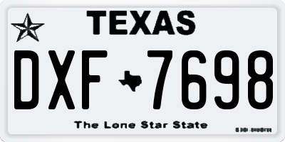 TX license plate DXF7698