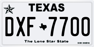 TX license plate DXF7700