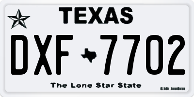 TX license plate DXF7702