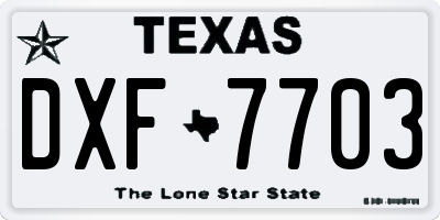TX license plate DXF7703