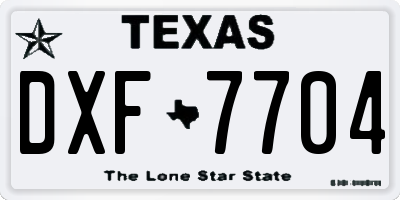 TX license plate DXF7704