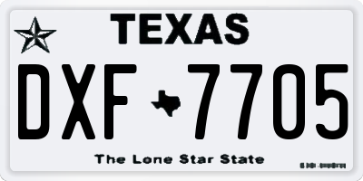 TX license plate DXF7705