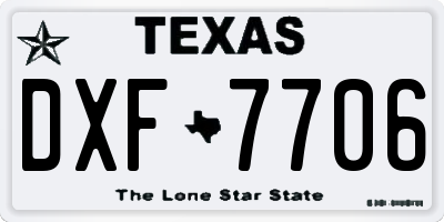 TX license plate DXF7706