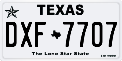 TX license plate DXF7707