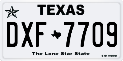 TX license plate DXF7709
