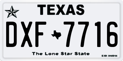TX license plate DXF7716