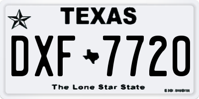 TX license plate DXF7720