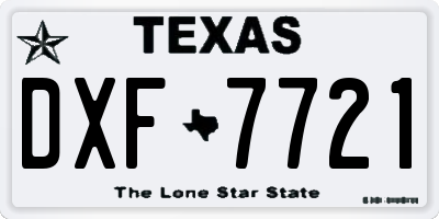 TX license plate DXF7721