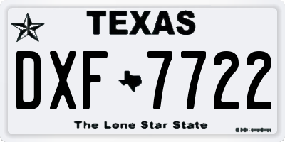 TX license plate DXF7722